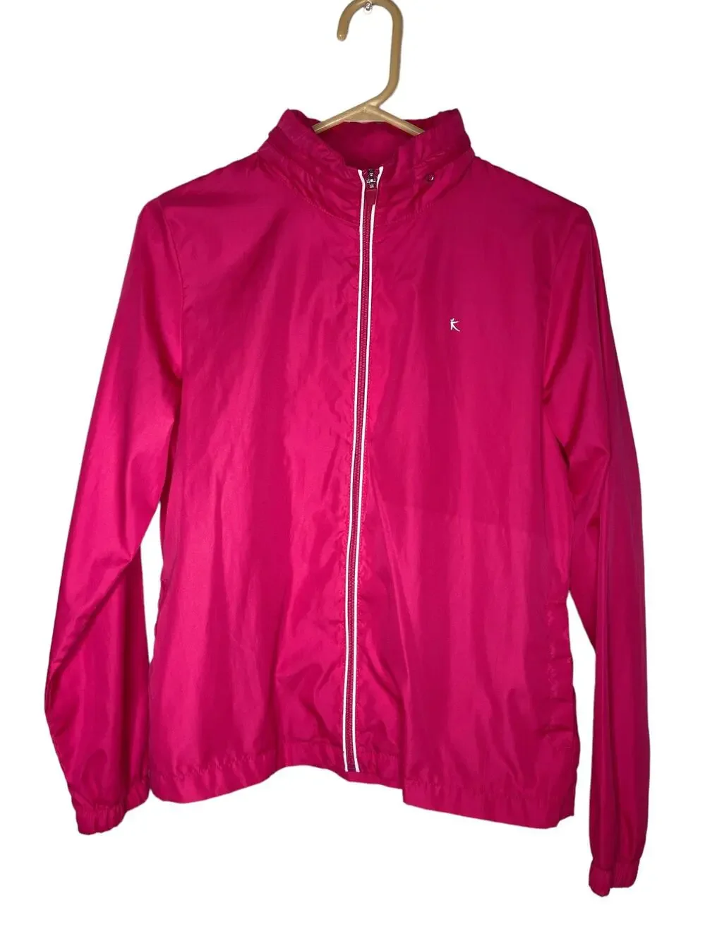 Danskin Pink & white medium hooded rain jacket